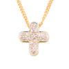 9ct Gold Diamond Curved Edge Cross Pendant with Chain - Main View