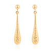 9ct Gold Diamond Cut Teardrop Earrings - Main View