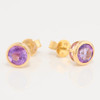 9ct Gold Amethyst Stud Earrings - Angled View