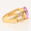Second Hand 9ct Gold Pear Amethyst and Green Topaz Dress Ring - Side View