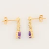 9ct Gold Amethyst and Diamond Drop Earrings - Side View