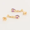 9ct Gold Amethyst and Diamond Drop Earrings - Rear View