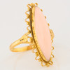 Second Hand 14ct Gold Coral Marquise Ring - Angled View