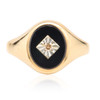 Vintage 9ct Gold Onyx and Diamond Signet Ring – Size U – 1969-1970 - Front View