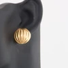 9ct Gold Ribbed Dome Earrings - Worn View
