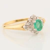 Second Hand 9ct Gold Emerald and Diamond Dress Ring - Angled View