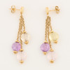 9ct Gold Amethyst Bead Drop Earrings - Side View
