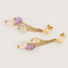 9ct Gold Amethyst Bead Drop Earrings - Angled View