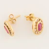Second Hand 9ct Gold Ruby and Diamond Channel Set Cluster Earrings - Top View