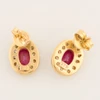 Second Hand 9ct Gold Ruby and Diamond Channel Set Cluster Earrings - Rear View