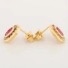 Second Hand 9ct Gold Ruby and Diamond Channel Set Cluster Earrings - Side View