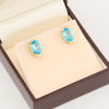 9ct Gold Blue Topaz Stud Earrings - In Box