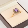 Vintage 9ct Gold Purple and White Paste Cluster Ring – 1966-1967 - In Box