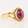 Vintage 9ct Gold Cabochon Garnet Dress Ring - Angled View