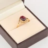 Vintage 9ct Gold Cabochon Garnet Dress Ring - In Box