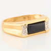 Second Hand Onyx and Diamond Elongated Signet Ring - Angled View