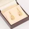 9ct Gold Tear Drop Fleur-de-Lys Earrings - In Box