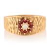 Vintage 9ct Gold Pearl and Garnet Wide Ring - Front View