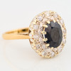 Second Hand 9ct Gold Sapphire & Diamond Cluster Ring - Angled View