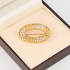 9ct Two Colour 9ct Gold Oval Celtic Knot Brooch - In Box
