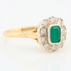 Second Hand 9ct Gold Emerald and Diamond Cluster Ring - Angled View