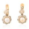 Antique 18ct Gold Pearl and Diamond Cluster Drop Earrings - Main View