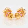 9ct Gold Ruby and Diamond Flower Stud Earrings - Rear View