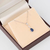 9ct White Gold Sapphire and Diamond Pendant with Chain - In Box