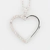 9ct White Gold Diamond Heart Pendant and Chain - Front View