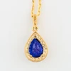 9ct Gold Blue and White Cubic Zirconia Pear Cluster Pendant and Chain - Rear View