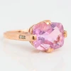 Second Hand 9ct Rose Gold Amethyst Dress Ring with Diamond Shoulders - Top View - Angled View