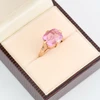 Second Hand 9ct Rose Gold Amethyst Dress Ring with Diamond Shoulders - Top View - In Box