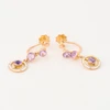 Antique 9ct Gold Amethyst and Enamel Drop Earrings - Angled View