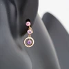 Antique 9ct Gold Amethyst and Enamel Drop Earrings - Worn View