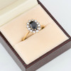 Second Hand 9ct Gold Sapphire and Cubic Zirconia Cluster Ring - In Box