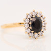 Second Hand 9ct Gold Sapphire and Cubic Zirconia Cluster Ring - Angled View