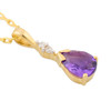 9ct Gold Pear Amethyst and Diamond Pendant with Chain - Main View