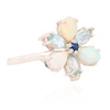 Second Hand 9ct White Gold Opal, Aquamarine and Sapphire Flower Ring - Angled View