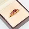 Vintage 9ct Gold Garnet Half Hoop Ring - In Box