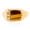 Second Hand 9ct Gold Tigers Eye and Diamond Signet Ring - Size Q - 1979 - Main View