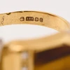 Second Hand 9ct Gold Tigers Eye and Diamond Signet Ring - Size Q - 1979 - Hallmark Detail