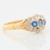 Second Hand 9ct Gold 3 Stone Sapphire Cluster Ring - Angled View