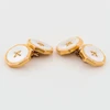 Antique 9ct Gold Mother of Pearl Chain Cufflinks - Angled View