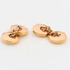 Antique 9ct Gold Mother of Pearl Chain Cufflinks - Rear Angled View