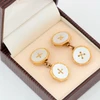 Antique 9ct Gold Mother of Pearl Chain Cufflinks - In Box