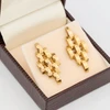 Second Hand 9ct Gold Brick Drop Earrings - In Box