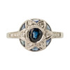 Front Image of Pre Owned 18ct Gold Deco Style Sapphire & Diamond Ring