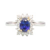 Second Hand 18ct Gold Oval Sapphire & Diamond Cluster Ring