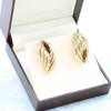 Second Hand 9ct Gold Elongated Reed Twist Earrings 