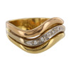 Second Hand 3 Colour 18ct Gold Diamond Wave Ring